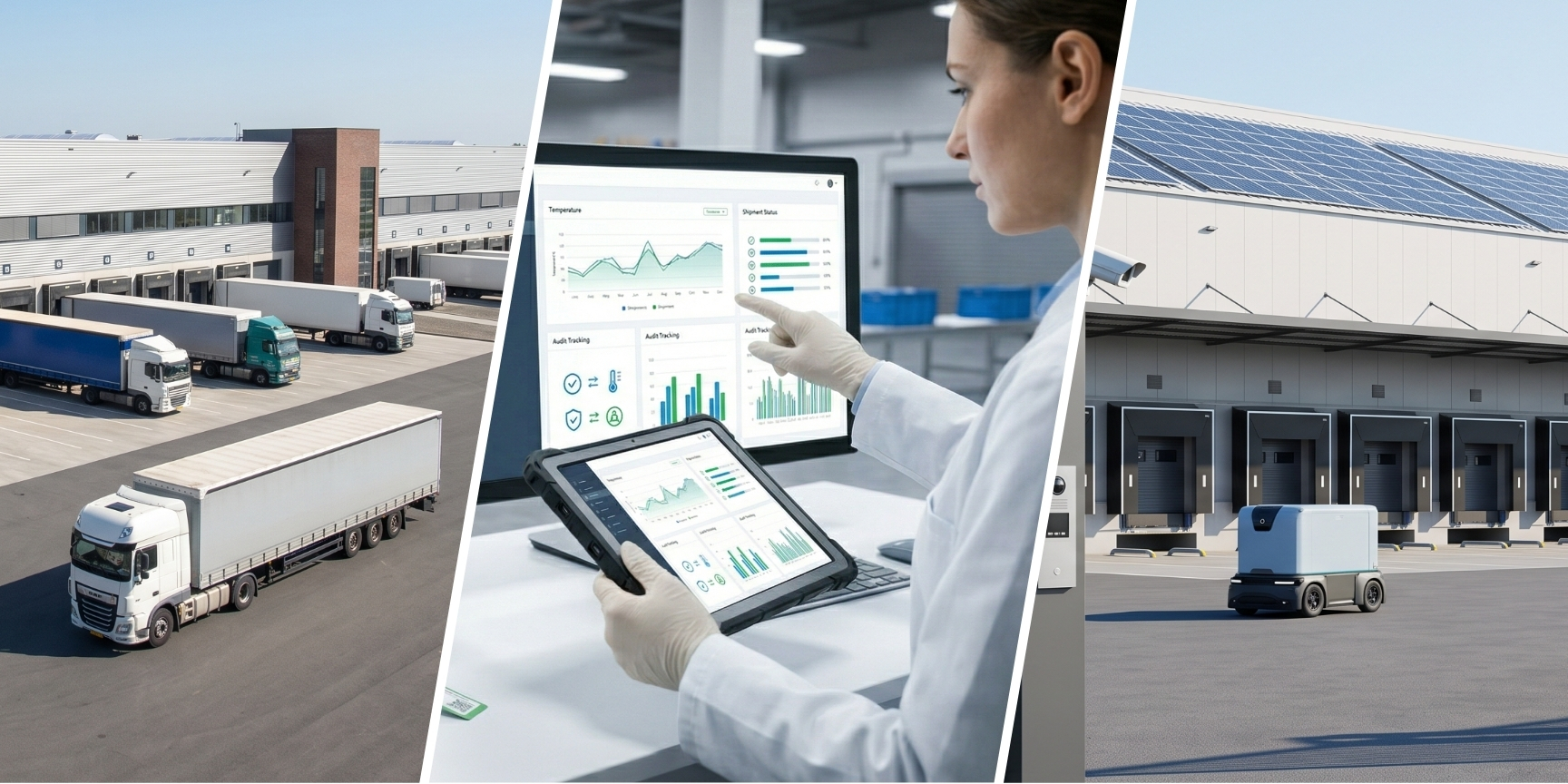 Collage aus Lkw-Transport, digitaler Disposition und modernem Hochregallager zur Darstellung der Unterschiede in der Logistik- und Speditionsbranche. Collage aus Lkw-Transport, digitaler Disposition und modernem Hochregallager zur Darstellung der Unterschiede in der Logistik- und Speditionsbranche.