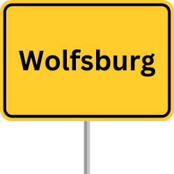 Wolfsburg motorway sign, Wolfsburg freight village, Wolfsburg freight transport center