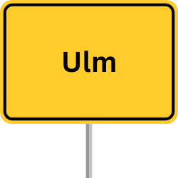 Motorway sign Ulm, GVZ Ulm, freight transport center Ulm