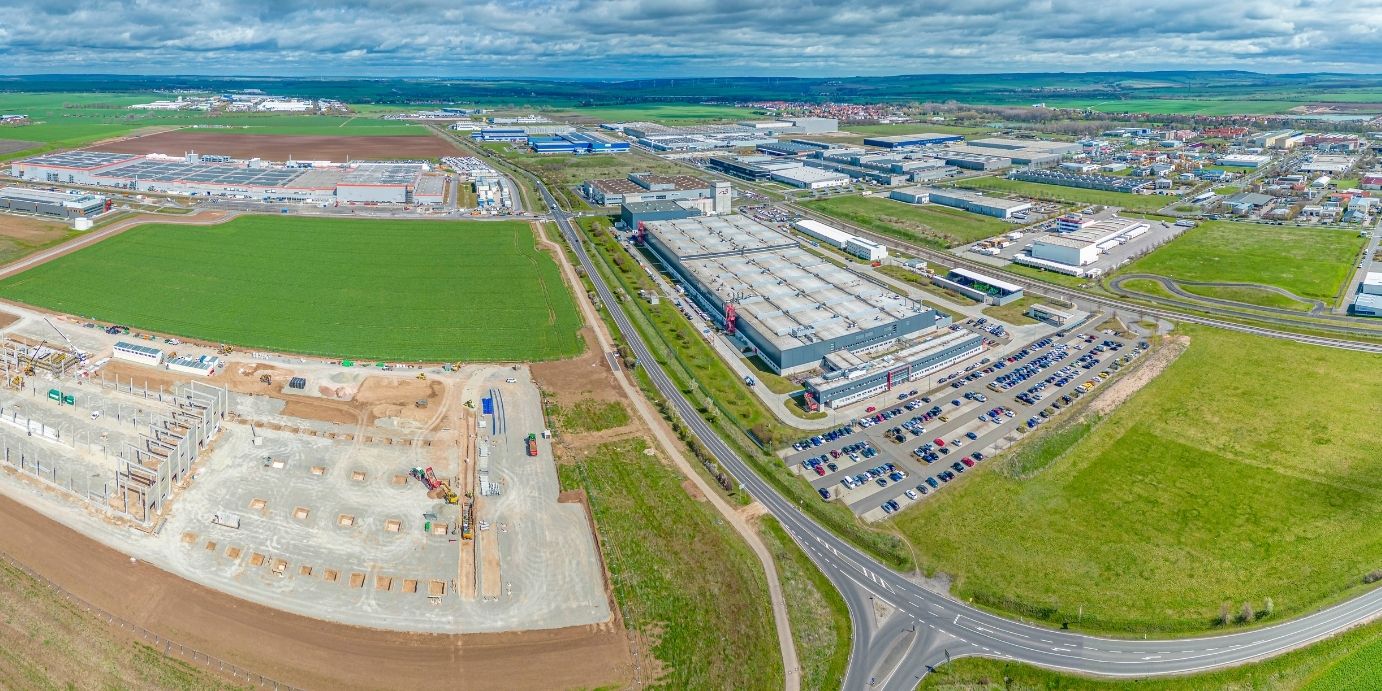 Aufnahme von Erfurt: Güterverkehrszentrum, Straßen Erfurt, Hallen Erfurt und Logistikflächen