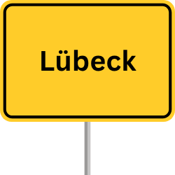 Lübeck motorway sign, Lübeck freight village, Lübeck freight transport center