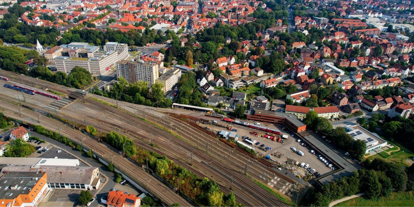 Luftaufnahmedes Güterverkehrszentrums (GVZ) Göttingen
