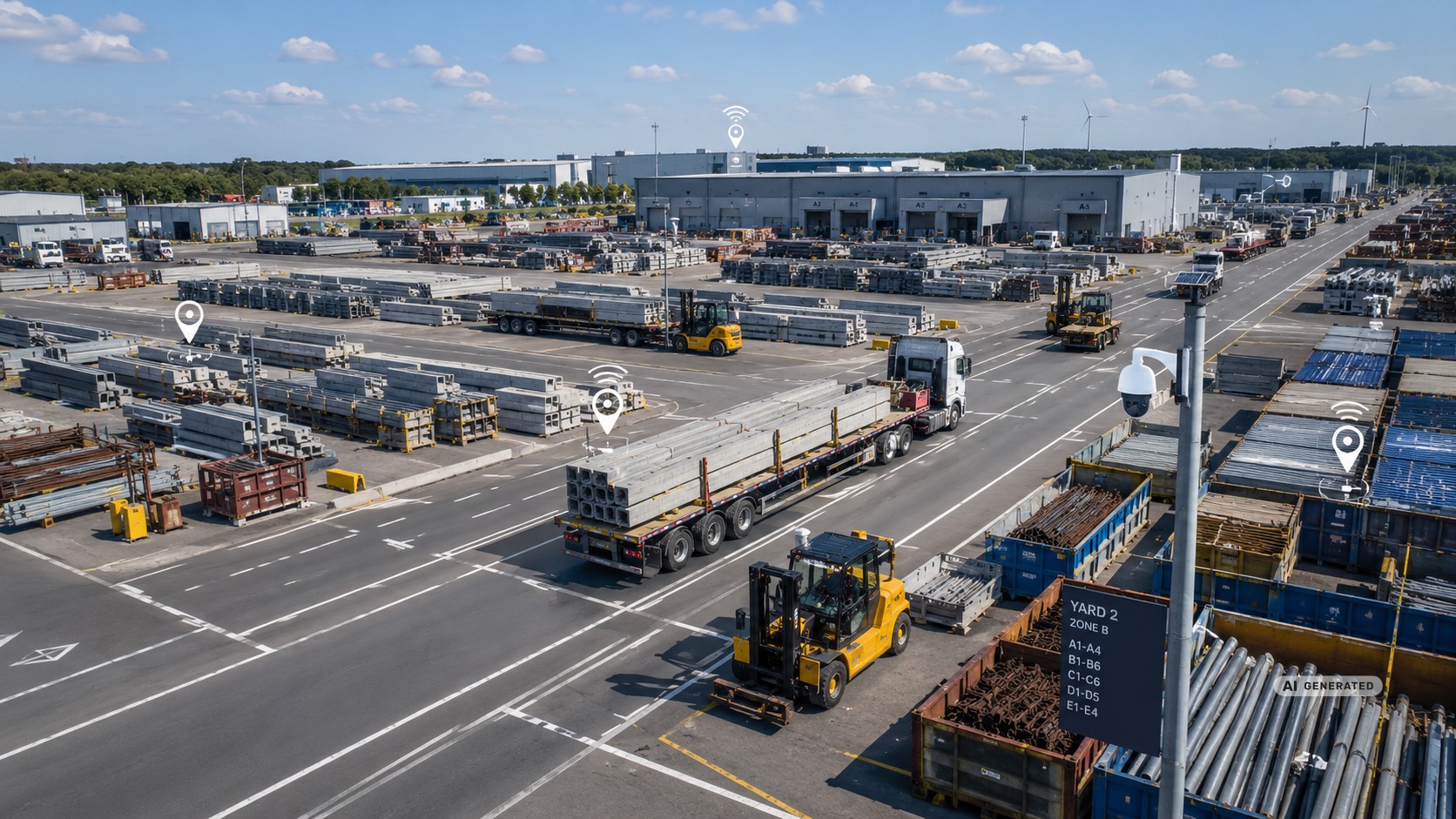 Modern open-air storage as a digitally organized outdoor logistics hub Modern open-air storage as a digitally organized outdoor logistics hub
