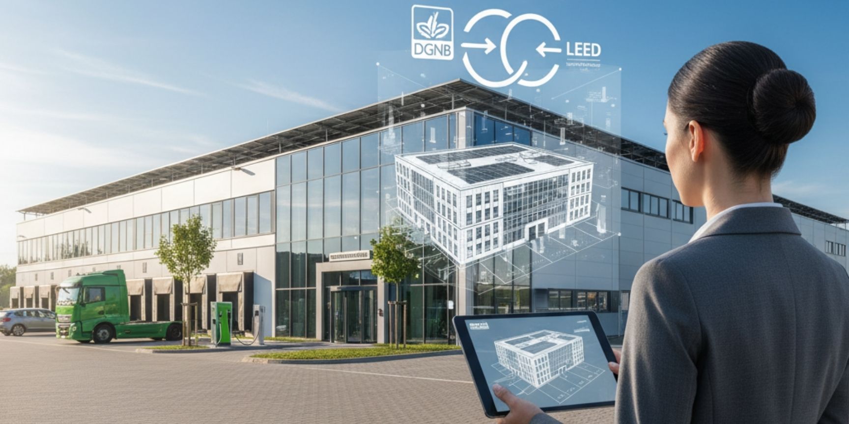 A modern and sustainably certified logistics hall, a symbol of quality and excellence in the logistics real estate industry.