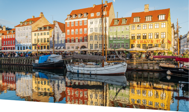 Copenhagen's Nyhavn district as an example of how waterways can be integrated into modern urban infrastructure.